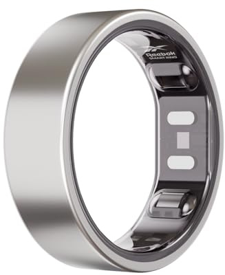 Reebok En smart ring för kvinnor eller män – matt silver, storlek 12 fitnessring – nästa generation av bärbar teknik – fitness- och sömnspårare – övervakar välbefinnande och återhämtning