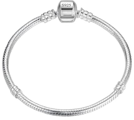 Pulsera compatible Pandora mujer plata 925 – cadena serpiente para charms, cierre seguro, joyería fina (19 cm)