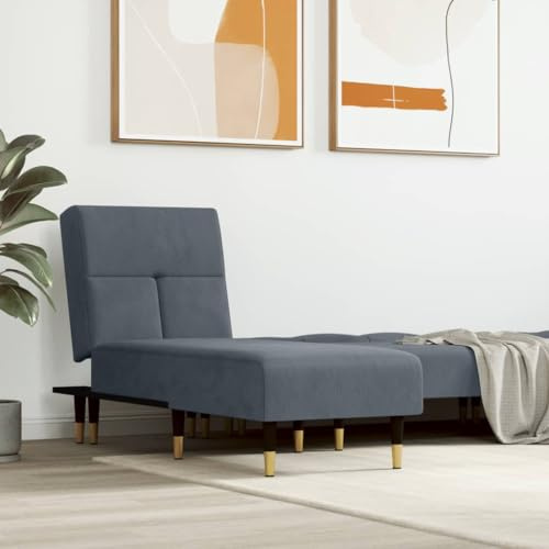 RMIHSJG Chaise longue grigio scuro velluto regolabile in 3 posizioni gambe in metallo moderno divano lounge confortevole esperienza di seduta robusta telaio stabile aspetto elegante per soggiorno