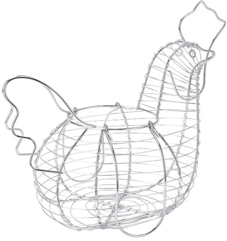 Cestino per uova in filo metallico per raccogliere uova fresche, cesto per di gallina, filo metallico per galline di capacità, supporto di raccolta cavo con maniglia per piano di lavoro