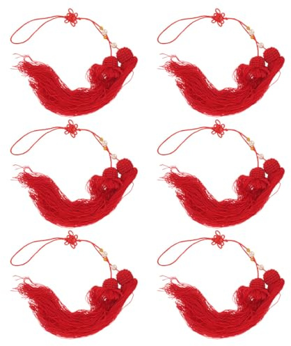 HOUDERCO Borla Colgante para Espada de Tai Chi, 6 Piezas en Rojo Vibrante, Accesorios Resistentes para Entrenamiento y Eventos de Artes Marciales