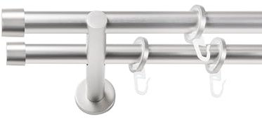 SN Deco Gardinenstange Brest Chrom matt 2-Lauf, 150cm, Komplettset