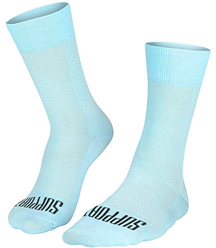 Support Calcetines de ciclismo superligeros hombre, tecnología transpirable, unisex, accesorios ciclista, senderismo, escalada, equitación, Azul 42-44 EU