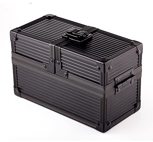 KakapopoTCG Black Metal Double Deck Box Cube for Deck Protector storage Trading Cards TCG Sleeve MTG Magic FaB YGO EDH Commander Toploader PTCG Dice Box