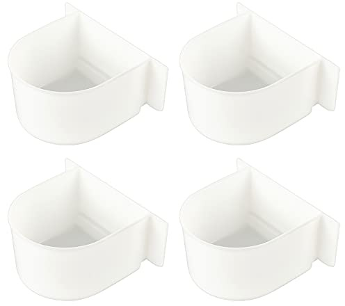 AHANDMAKER 4 Pcs Perroquet Cage Remplacement Nourriture et Tasse d'eau, Mangeoires pour Oiseaux Blancs Cage Universelle Ailée Tasses en Plastique Fournitures pour Animaux De Compagnie