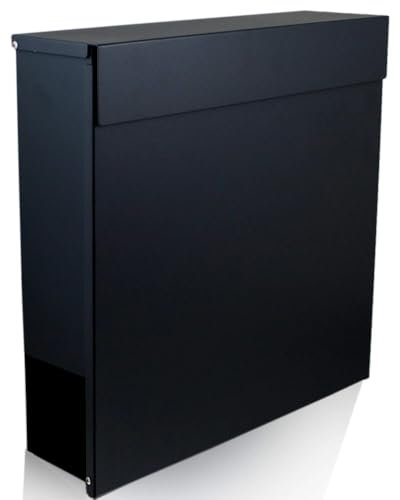 BITUXX® Wandbriefkasten 17373 Briefkasten Postkasten Mailbox Letterbox mit Zeitungsfach Dunkelgrau