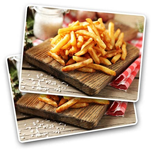 2 x Vinyl Stickers - Rectangle Shape 7.5x5cm Potato French Fries Chips Fast Food Art Print Decal Laptop Tablet Luggage Car Wall Fridge Door Sticker #51772