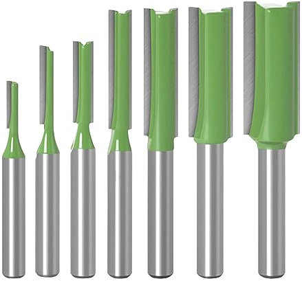 thirei 7 Piezas Fresa para Router, 6 mm Brocas Recta, Aleación, para Cortar Madera, Bricolaje