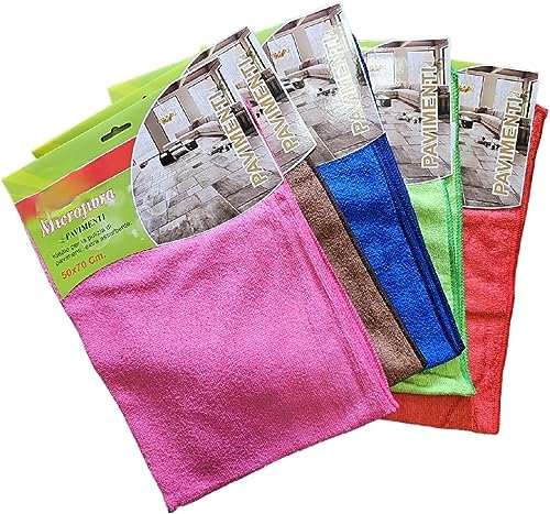 Set da 3 Panni Microfibra Pavimenti misura 50 x 70 Panno Pavimenti igiene casa Vari Colori Senza Pelucchi E Senza Strisce (3 pezzi 50x70)