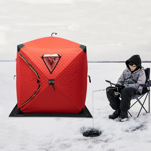 Fristående fisketält 210D oxfordtyg och glasrutor rods 1–2 personer utomhus istanstält, fyrkantig isfiskhållare med handväska, vind och snöskydd