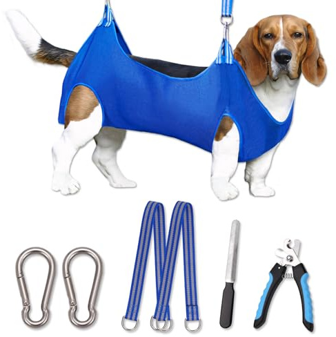 OVTEXZOG Amaca per la toelettatura del cane, taglia L, imbracatura per tagliare le unghie, borsa di ritenuta da appendere per cani con tagliaunghie, kit di forniture per la cura degli artigli