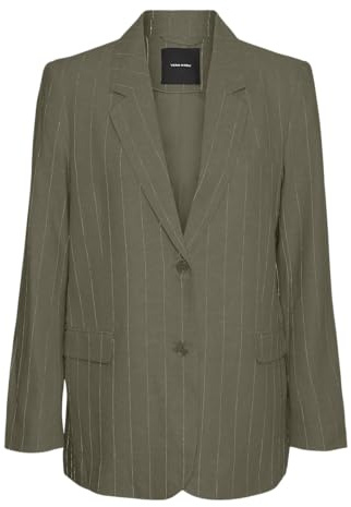 VMMINDY LS Loose Linen Blazer Mix Noos, Kalamata/Strisce: Pumice Stone, 40