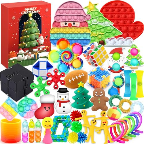 Chennyfun Fidget Toys Adventskalender 2024, Kinder Fidget Weihnachten Countdown Kalender, mit 24 Fidget Spielzeuge für Stressabbau, Überraschungsgeschenk für adventskalender Kinder ab 3 Jahren