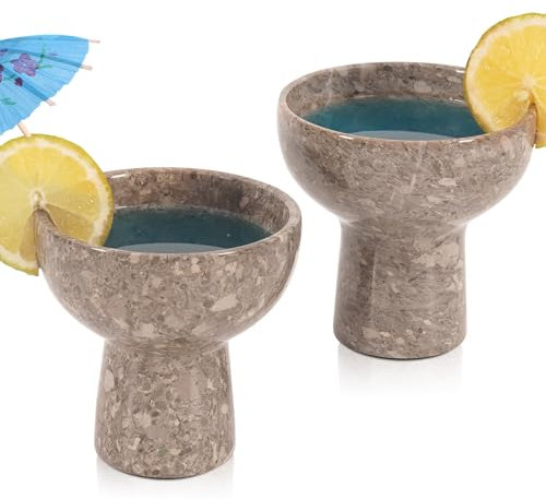 Verres à margarita en marbre Radicaln 4’’ océaniques faits à la main – verrerie vintage, ensemble de 2 pour margarita et martini soufflés à la main