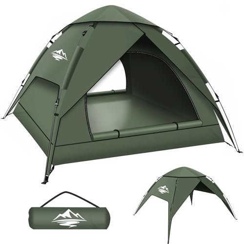 2-3 Man Tent, Pop Up Camping Tent Waterproof, Double Layer Dome Tents with Removable Outer Tarp, Pop Up Tents for Hiking, Outdoor, Backpacking