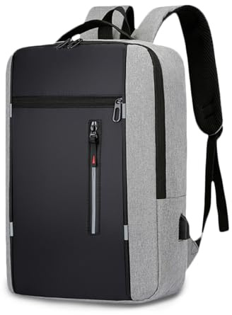 FANDARE Laptop ryggsäck för män med USB-flygplan Ryanair handbagage kvinnor dagryggsäck med reflektorränder handväska reseryggsäck skolväskor weekendare arbete dagsryggsäck, Grå A, L