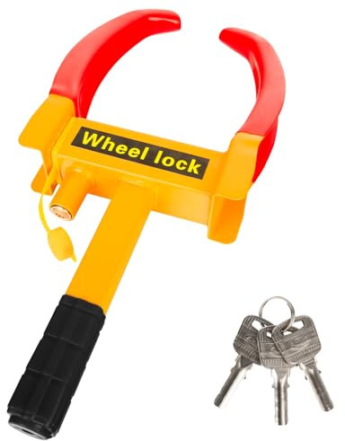 Parkkralle Radkralle mit Hochsicherheitsschloss & 3 Schlüsseln - für Anhänger, Wohnmobil, Wohnwagen, Auto - PKW Reifenkralle, Autokralle, Rad-Kralle für 15-28cm Reifenbreite