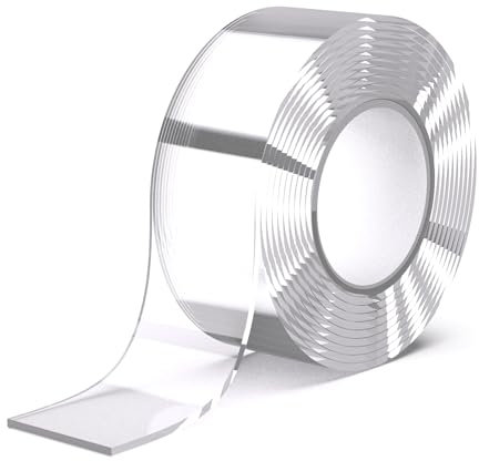 GTKWEX Cinta Doble Cara Extrafuerte Transparente – Cinta Adhesiva Doble Cara para Montaje Interior y Exterior, Resistente al Agua, No Deja Rastro, Ideal para Paredes y Baldosas (1.8MM, 1CM)