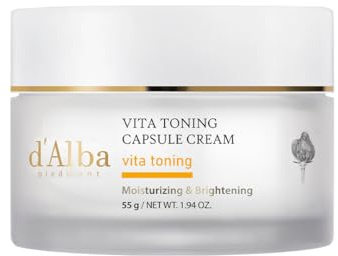 d’Alba Piedmont Crema facial hidratante profunda Vita Toning Capsule Cream, con cápsulas de aceite Vita-Cera para un efecto piel de cristal (55 ml)