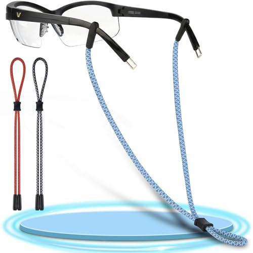 Pamofuper Cordones para Gafas Deportivas| 3 Piezas Ajustable Cordon Gafas | Reflectante | Doble Agujero | Antideslizante Sujeta Gafas para Ciclismo y Running al Aire Libre
