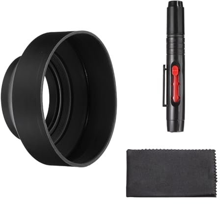 PATIKIL 62mm Pare-Soleil en Caoutchouc pour Objectif D'Appareil Photo, Escamotable en 3 Etapes Noir Protection Universelle Contre La Lumiere