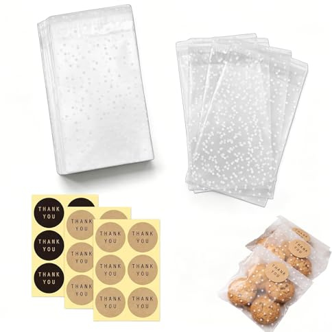 100 bolsas autoadhesivas transparentes lunares blancos 10x15cm