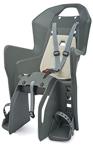 Polisport 8631500013 - Rear Bicycle Child Seat Koolah For Luggage Carrier – Tool-Free Installation, Adjustable Safety Features For Kids Up to 22 kg, Charcoal Grey/Cream