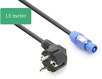 PD Connex Cable de alimentación de Schuko - Powercon A para Altavoz Activo o Auto Amplificado, sin interferencias, Larga Vida útil, Longitud de 1,5 Metros