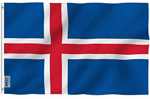 ANLEY Fly Breeze Bandera de Islandia de 3x5 pies - Color vívido y resistente a la decoloración UV - Encabezado de lona y doble costura - Banderas nacionales de Islandia Poliéster con ojales