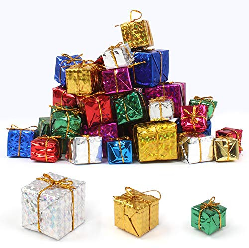 Dadabig 60 Pcs Mini Decoration De Sapin De Noël, Suspendu Ornements d'arbre De Noël en Mousse De Coffrets Cadeaux-Joli (3 Tailles 6 Couleurs)