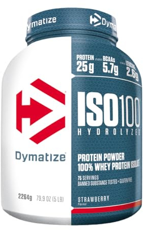 Dymatize ISO 100 Hydrolyzed Strawberry 2264g - Hydrolysat de Protéines de Whey + Poudre d'Isolat