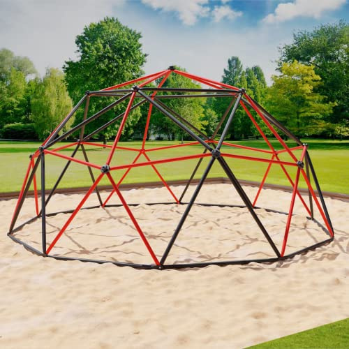 VESKA Klettergerüst DomeClimber Kinder Metall Kletterkuppel Geodome (12FT - 360cm, anthrazit/rot)