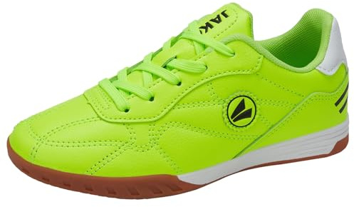 JAKO Unisex barn J-SI signatur hallsneakers, Neon Yellow Jet Black, 37 EU