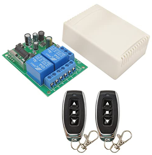 DieseRC Commutateur de télécommande de moteur AC 240V 230V 220V 10A 2 canaux récepteur de relais de commande radio avec 2 émetteurs pour porte de garage rideau électrique,contrôle moteur avant/arrière