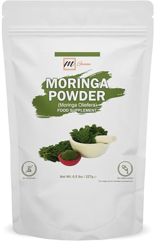 mGanna 100% Natural Moringa Powder/Moringa oleifera 227 GMS / 0.5 LBS for Healthy Skin and Hair Care