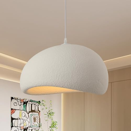 HvKvHvY 40 cm modern pendellampa E27 vit skärm pendellampa för restaurang Wabi Sabi taklampa Japan Wabi Sabi-stil fågelbo form belysning lampa köksö lampa hall matsal