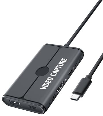 Lemorele Video Capture Card Switch, Audio Video Capture Card with HDMI Loop-Out, 1080P USB C to USB-C Videospiel Capture Grabber for PS5/Switch/Kamera/PC/OBS/Steam/Samsung Dex(Grey)