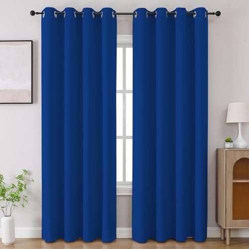 CUCRAF Royal Blue Blackout Curtains 84 inch Length 2 Panels Set, Room Darkening Drapes for Living Room Bedroom, Thermal Insulated Light Blocking Grommet Window Curtain (W52 x L84 Inch)