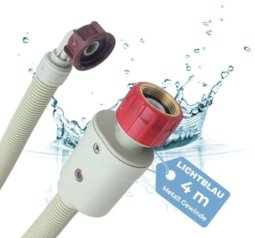 LICHTBLAU Aquastopschlauch Größe 4,0m 2796 MIT METALLGEWINDE Waschmaschine Geschirrspüler I 3/4 Zoll Winkel/Gerade inkl. Sicherheitsventil und Schmutzsieb I Zulaufschlauch universell verwendbar