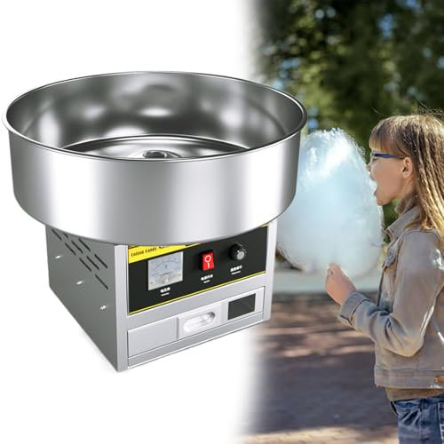 Stor sockervaddsmaskin kommersiell, elektrisk sockervaddsmaskin med skål i rostfritt stål, sockersked, för familjesammankomster, fester, festivaler