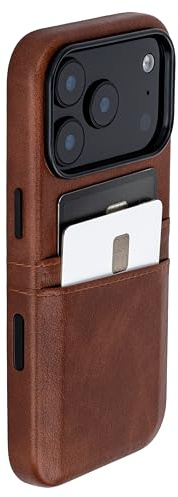 Dockem Custodia Portacarte per iPhone 17 Pro con Piastra Magnetica di Montaggio, Pulsante di Controllo Fotocamera, Portafoglio con 2 Alloggiamenti: M2 Exec Pelle Sintetica Premium (Marrone)