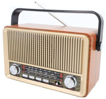 Glovios Retro Radio AM/FM/SW kofferradio mit 1200mAh Akku& Bluetooth 5.1,AUX/USB/TF Unterstützung - Für Küche, Büro Und Zuhause, Einfaches Radios für Senioren