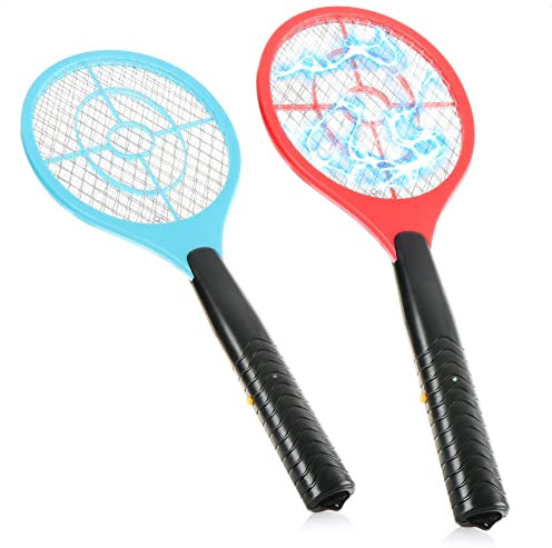 com-four® 2X Elektronische Fliegenklatsche - Insektenvernichter - Fliegenfalle in Schläger-Form [Auswahl variiert] (02 Stück - farblich Sortiert)