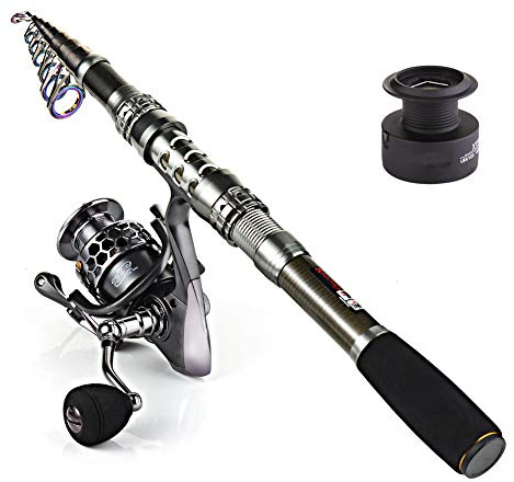 Sougayilang Canne à pêche télescopique et moulinets portables pour pêche en eau douce et en eau de mer, idéal pour les voyages, B074W3V1NF, 1.8M/5.91FT Rod+XY2000 Reel