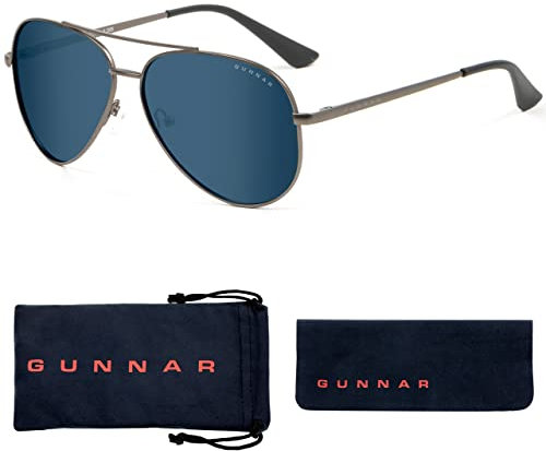 Gunnar Gaming and Computer Eyewear - Maverick, Frame Colour: Gunmetal, Lens Tint: Sun (Blocks 90% Blue Light & 100% UV Light)- Blue Light Blocking Glasses - Patented lens