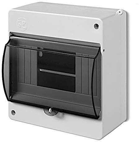 Elektro-Plast Caja de fusibles IP30, tapa de cristal ahumado, montaje en superficie, para ambientes húmedos, 6 PLE, color negro