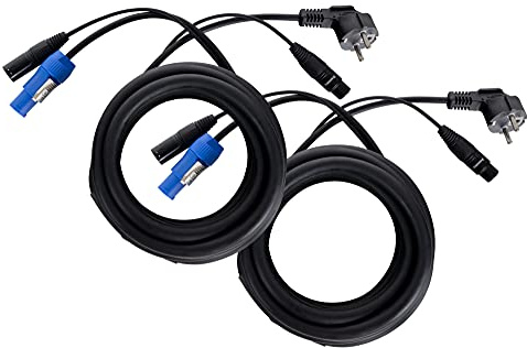 Pronomic Stage EUPPX-5 Hybridkabel Euro/Powerplug/XLR 2x Set - Länge: 2,5 m - Kombi-Kabel für Aktiv-Lautsprecher - Stromversorgung und Signal in einem - Powercon/Schuko-kompatibel - schwarz