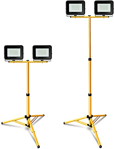 Infening 2 x 30 W LED strålkastare 3 000 K varmt vitt stativ 2550 lm vattentät IP66, lämplig som utomhuslampor strålkastare strålkastare strålkastare byggstrålkastare byggstrålkastare