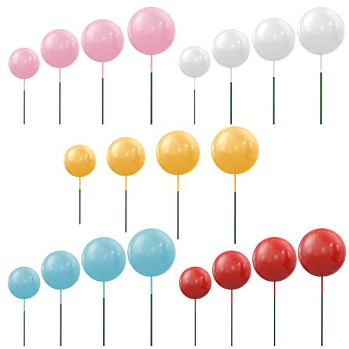 OSDUE 20 pcs Balls Cake Topper, Mini Balloons Cake Topper, Baking Decoration Supplies, for Wedding Anniversary Birthday, Baking Cake Decoration (Macaron)