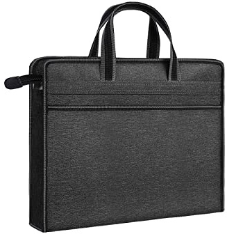 Enyuwlcm Oxford Zippered Document Bag with Handle File Tote Bag Pouch for Carrying Paper Files Books Filing Folder 1 Pack (H-Black)